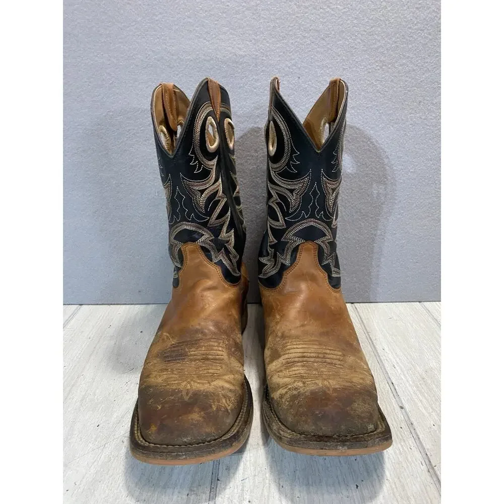 Justin Caddo BR740 Mens Tan Black Leather Western Cowboy Boots Size 10 D